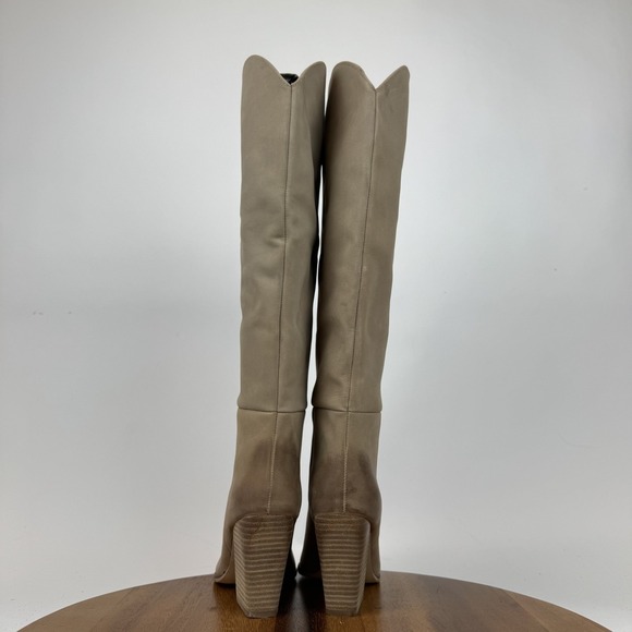 New Womens Steve Madden Croft Beige Leather Heeled Riding Boots Size 5.5 M NWOB - Picture 9 of 11